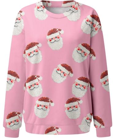 Women's Christmas Sweatshirt Snowman Penguin Print O-Neck Raglan Top - Pink M - Buy Online on GoSupps.com