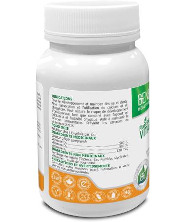 Benemax High-Potency Plant-Based Vitamin D3 + D2 + K2 (500IU + 500IU - 120mcg) Supports Bone Teeth & Heart Health. Natural Immune Support. 30 Easy to Swallow Capsules. Made in Canada! - Buy Online on GoSupps.com