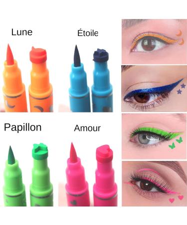 Stamp Eyeliner Pencil Eyeliner Stamp Waterproof Double-Ended Pencil-Eyeliner Pen with 4 Colors - Long-Lasting Stamp Eyeliner for Dates Travel Everyday Life Parties - Buy Online on GoSupps.com