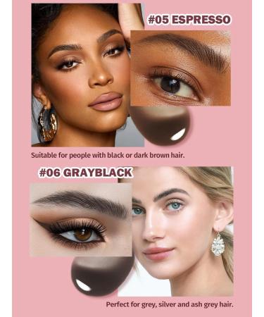 Liquid Eyebrow Brush Beginner Brow-Fection Angled Brush & Dip Waterproof Long Lasting Smudge Proof Brow Pencil with Square Brush and Dip for Eyebrows Quick Drying Outlining Filling (#06Grayblack) - Buy Online on GoSupps.com