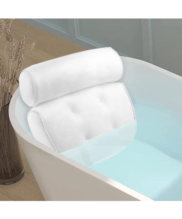 Luxury Bath Pillow for Tub - Non-Slip and Extra-Thick, Head, Neck, Shoulder and Back Support. Soft and Large Comfort Bathtub Pillow Cushion Headrest for Relaxation - Fits Any Tub Made of 3D Mesh 1 Pack Pillow