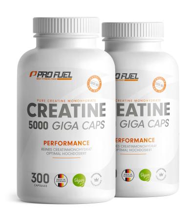 Creatin capsules 600 giga caps - 3410mg creatine monohydrate - high -dose creatine capsules with 1137mg creatine monohydrate per capsule - Creatine monohydrate capsules without additives laboratory test & 100% vegan 2x 300 capsules
