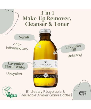 Valley Mist Micellar Water + Toner for Normal - Dry Skin - 3 in 1 Makeup Remover Cleanser + Toner - with Neroli + Lavender - 200 ml - Buy Online on GoSupps.com