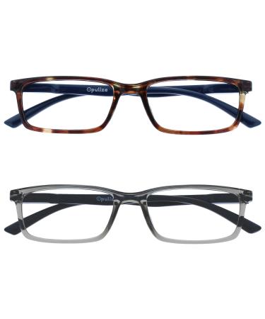 Opulize sea glasses Blue light filter narrow frame spring hinges improve the sleep computer glasses gaming anti-reflective men B9 +3.00 diopters brown / gray