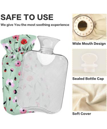 NAANLE 1L Heat Bottle with Cover - Watercolor Flower Motif for Back Pain Relief & Hot/Cold Therapy - Buy Online on GoSupps.com