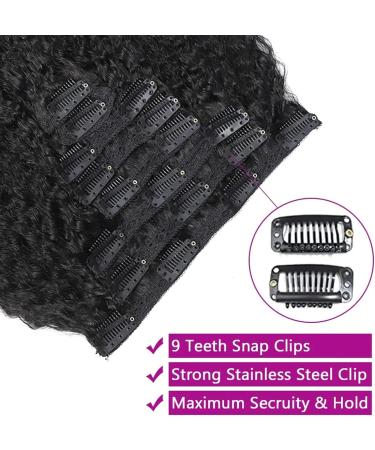 Hair Extensions 12-26 Inch Kinky Straight Clip ins for Black Women Double Weft Remy Human Hair Full Head Natural Black Color 18 Clips with 8 Pieces Hair Pieces(22inches 120g) 22inches 120g - Buy Online on GoSupps.com