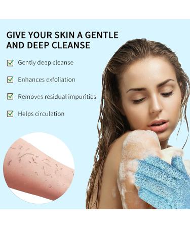Reusable Blue Exfoliating Glove - 2pc Set for Body Scrubbing and Dead Skin Removal - Buy Online on GoSupps.com