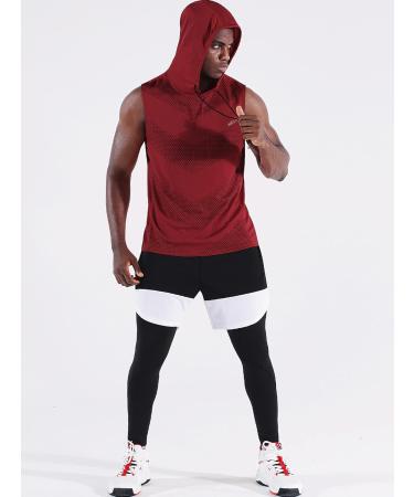 Neleus Men's Sleeveless Workout Tank Tops with Hoodie - 3 Pack (Black/Grey/Red) - Size Large | Style 5098 - Buy Online on GoSupps.com