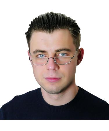 Shop Mini Metal Semi-Rimless Reading Glasses - Stylish Rectangular Design Stainless Steel Frame with Spring Hinge 1.5 Diopters for Men & Women - Buy Online on GoSupps.com