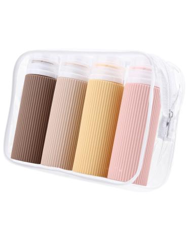 Nanaborn silicone travel bottles for filling 100ml Travel Bottles Set 4 pieces of portable travel size container shampoo travel flashing travel shower gel container (brown)