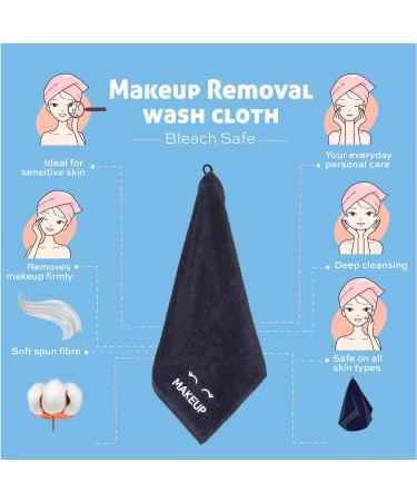 Bleach Safe Black Makeup Towels - Luxury Ultra Soft Cotton Face Washcloths for Makeup Removal - 6 Pack - Buy Online on GoSupps.com