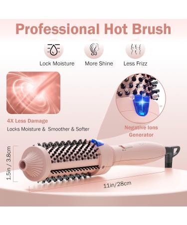 Plavogue Dual Voltage Thermal Brush - 1.5 Inch Curling Iron Brush for All Hair Types | Fast Heating Smoothing & Volumizing | Includes Travel Adapter Gloves & Clips - Buy Online on GoSupps.com