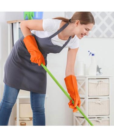 Rubber Household Cleaning Gloves Reusable Dishwashing Gloves for Kitchen Flexible Durable & Waterproof (Medium Green+Red+Orange) - Buy Online on GoSupps.com