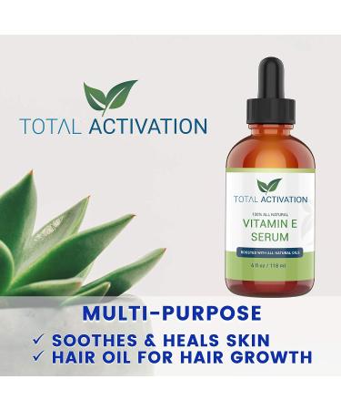 Organic Vitamin E Oil 4 oz - Cold Pressed for Skin, Hair, Nails - Anti-Aging Moisturizer - Scar Minimizer - 100% Pure - Buy Online on GoSupps.com