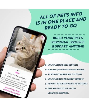 MyLuckytag Stainless Steel QR Code Pet ID for Cats - Instant Location Alerts & Online Profile - Help Me I'm Lost - Redgold - Buy Online on GoSupps.com