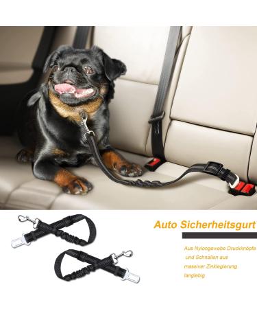 Premium Adjustable Dog Seat Belt - 2 Pieces Durable Black Car Safety Harness for Dogs - Buy Online on GoSupps.com