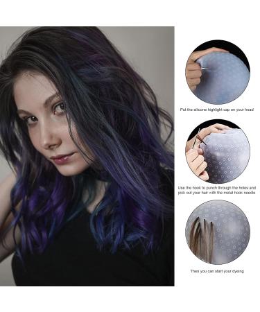 Nitaiun 4-Piece Hair Coloring Highlights Set - Silicone Stem Hood Hairdressing Cap & Metal Hook Needle for Salon & Home Dyeing - Buy Online on GoSupps.com