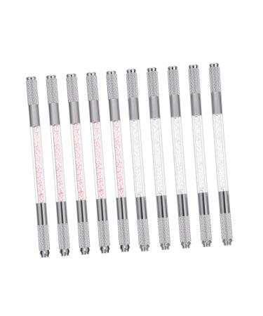 Ipetboom 10pcs Looking End Tool Pen Pencils Dual Heads Eyebrow Needle Manual Long Mutitool Natural Holder