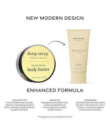 Deep Steep Body Butter, 6 oz Rich Moisturizer with Ceramides, Coconut Oil, Argan Oil & Aloe Vera Vegan, Clean Beauty, Smooth & Hydrated Skin (6 Ounces, Lemon Cream) Lemon Cream 6 Ounce (Pack of 1) - Buy Online on GoSupps.com