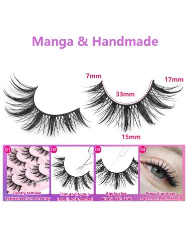 Shop Geeneiya Manga Lashes - Natural Look 3D Spiky Thick False Eyelashes for Anime Cosplay & Korean Makeup | International Shipping - Buy Online on GoSupps.com