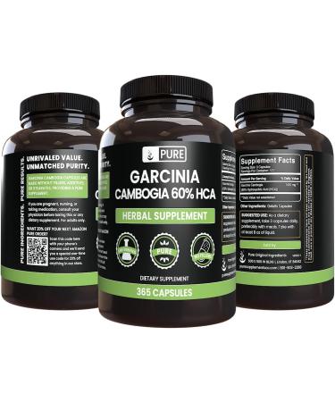 365 Capsules Pure Garcinia Cambogia - No Magnesium or Rice Fillers - Lab Verified - Buy Online on GoSupps.com