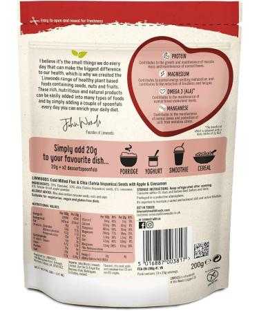  Linwoods Linwoods Flax chia apple and cinnamon | 3 x 200 g - Buy Online on GoSupps.com