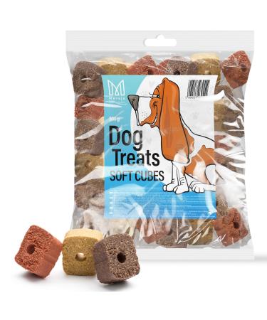 Mersjo dog snacks training snacks - 500g dog food dry dog treats delicacies for dogs - gently dried meat trainers suitable for all breeds and sizes Cubes Cubes 500 g (1 Pack)