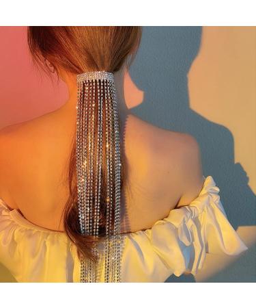 Buy Tasseled Rhinestone Hair Clips - Stylish Barrette Accessories for Girls | Silver 39cm - International Shipping Available - Buy Online on GoSupps.com