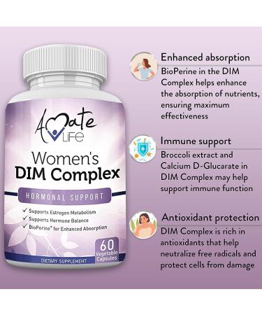 Women's DIM Complex 150mg with Bioperine for Menopause & Hormonal Balance - 60 Capsules - Made in USA by Amate Life - Buy Online on GoSupps.com