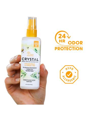 Crystal Mineral Deodorant Spray Chamomile & Green Tea All Over Body Deodorant 4.0 Oz (Pack of 2) Chamomile + Green Tea 3.99 Fl Oz (Pack of 2) - Buy Online on GoSupps.com