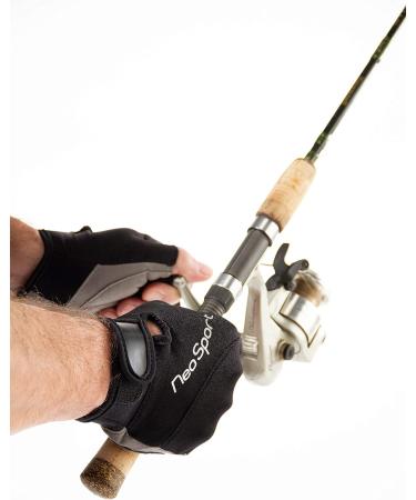 NeoSport 1.5mm 3/4 Fingerless Neoprene Gloves - Unisex Design for Biking and Sailing - Black, X-Large - Buy Online on GoSupps.com