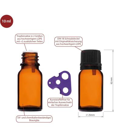 Handsunity 10ml Amber Glass Dropper Bottles - 12-Pack Pharmacy-Grade with Black Drip Cap | Ideal for Essential Oils & Liquid Storage - Buy Online on GoSupps.com