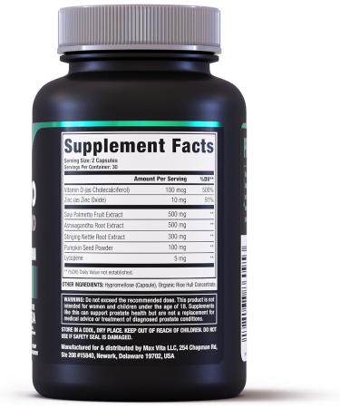 MaxVita Prostate Premium - Saw Palmetto for Men Stinging Nettle Ashwagandha Lycopene Bladder & Urinary Relief Prostate Supplement for Men 60ct - Buy Online on GoSupps.com