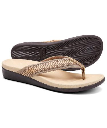 Women Plantar fasciitis-foot sandals best orthopedic flip-flops with foot vault support comfortable hiking sandals (W6-Hellbraun) 43 EU 42.5 EU W6 light brown