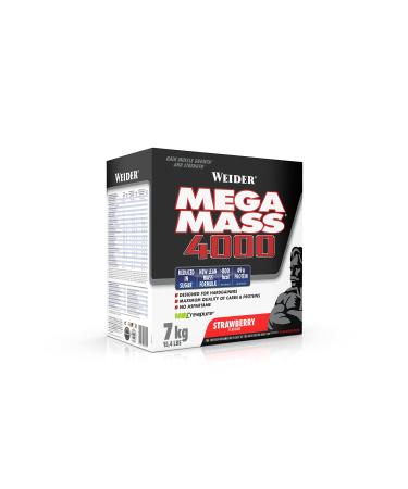 Weider Mega Mass 4000 Weight Gainer Shake to increase strawberry with protein creatine creatine monohydrate complex carbohydrates vitamins and minerals - the perfect muscle building Shake 7kg Strawberry 7kg