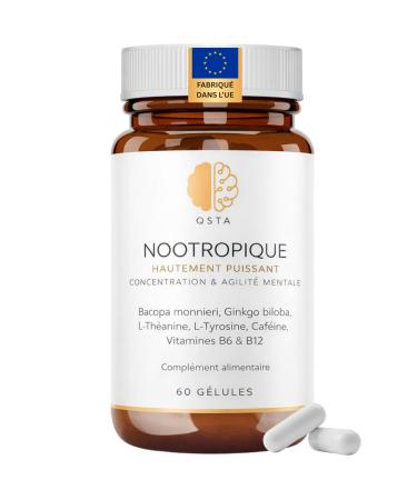 Nootropic Formule Avanc e pour le Soutien Cognitif avec Bacopa Ginkgo Tyrosine Th anine Caf ine B6 & B12