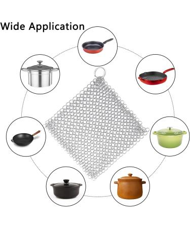 Stainless Steel Cast Iron Cleaner Cast Iron Skillet Cleaner Chainmail Scrubber Cast Iron Cleaner for Skillets Frying Pans Frying Pans Woks and More (7 x 7 Inch) - Buy Online on GoSupps.com