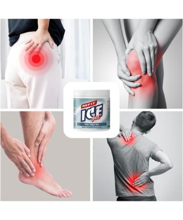 Refit Ice Gel Tea Oil 230ml - Extra Pain Relief Gel with Menthol Eucalyptus & Tea Tree Oil | Cooling Massage Gel for Post-Workout Recovery - Buy Online on GoSupps.com
