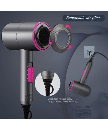 HappyGoo Hair Dryer Professional Ionic Hairdryer with 2 Speed 3 Heat Setting Cool Shot Button 1 Diffuser & 2 Concentrator for Women Man Gray - Buy Online on GoSupps.com
