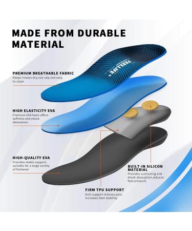 Plantar Fasciitis Relief Insoles | Arch Supports for Flat Feet | Orthotic Inserts for Foot & Heel Pain | Men 6-6.5 & Women 8-8.5 - Buy Online on GoSupps.com