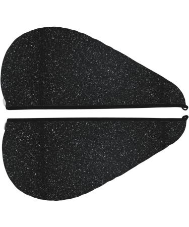 Hair Towel Wrap | Quick-Drying Turban with Button | Black Glitter Hair Drying Towel - Buy Online on GoSupps.com