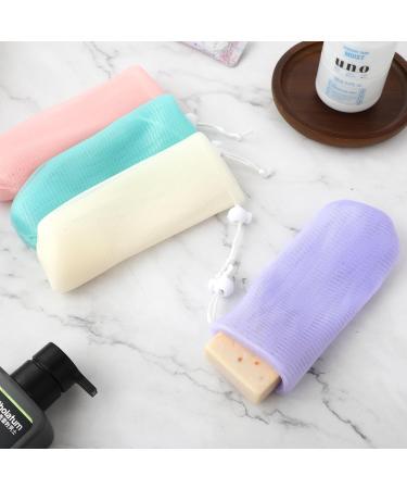 Wllhyf 4-Pack Reusable Soap Bags - Mesh Scrubber Shower Soap Sack for Facial & Body Cleaning - Buy Online on GoSupps.com