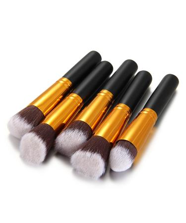 Jewelrywe 10-Piece Professional Makeup Brush Set | Real Wood & Synthetic Hair | Gold & Black | Perfect for Cosmetics & Professional Use - Buy Online on GoSupps.com