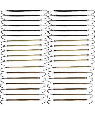 NSBELL 36PCS Elastic Hook Hair Tie Styling Ponytail Holder Hooks Hair Cord (Black  Coffee and Apricot)