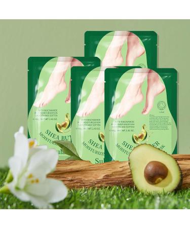 Moisturizing Foot Mask with Shea Butter & Goat Milk | Hydrating Dry Cracked Feet Treatment - 5 Pairs for Men & Women - Buy Online on GoSupps.com