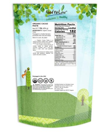 Organic Cacao Paste 1 lb - Non-GMO Kibbled Wafers & Bars, Pure Unfiltered Unrefined. Keto & Vegan Bulk, High Fiber Copper Manganese Sirtfood - 1lb Pack - Buy Online on GoSupps.com