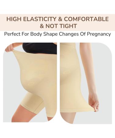 Bosaen Maternity Shapewear: Non-Rolling High Waist Mid-Thigh Underwear for Belly Support - Nude - Buy Online on GoSupps.com
