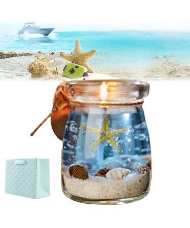 Ocean Theme Blue Purple Pink Gel Candle 2024 New Ocean Theme Gel Candle Handmade Starfish Whelk Wax Gel Wax Decorative Ocean Theme Scented Candle for Meditation Stress Relief Mood (A) F3365