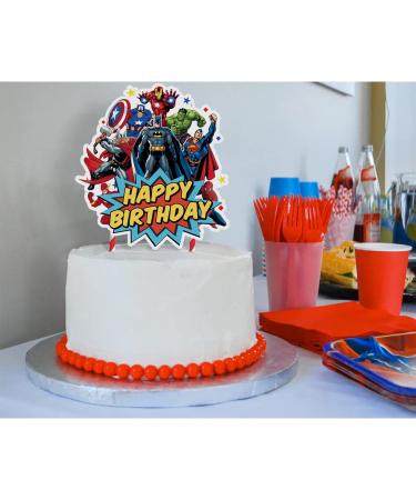 Superhero Birthday Cake Toppers Set - 17 Pieces | Party Decorations for Fans of Super Hero | Cupcake Toppers & Cake Decor Supplies - Buy Online on GoSupps.com