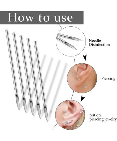 Qiwnswoy Stainless Steel Piercing Needles Set - 14G, 16G, 18G, 20G - Sterile Disposable Body Piercing Kit for Ear, Nose, Navel, Nipple, Lip, Belly Button - Catheter Cannula Included - Buy Online on GoSupps.com